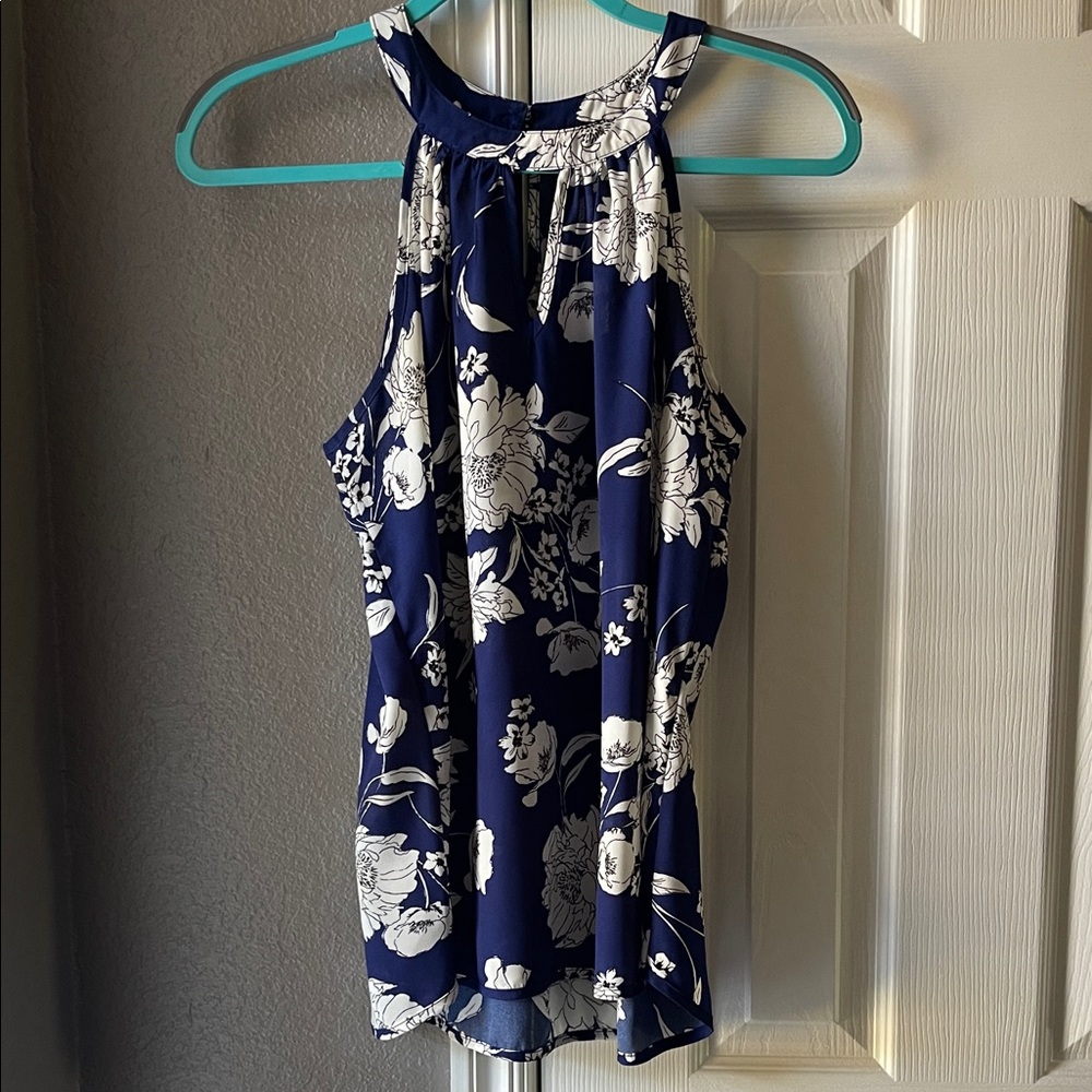 Papermoon Navy and White Floral Tank Top
